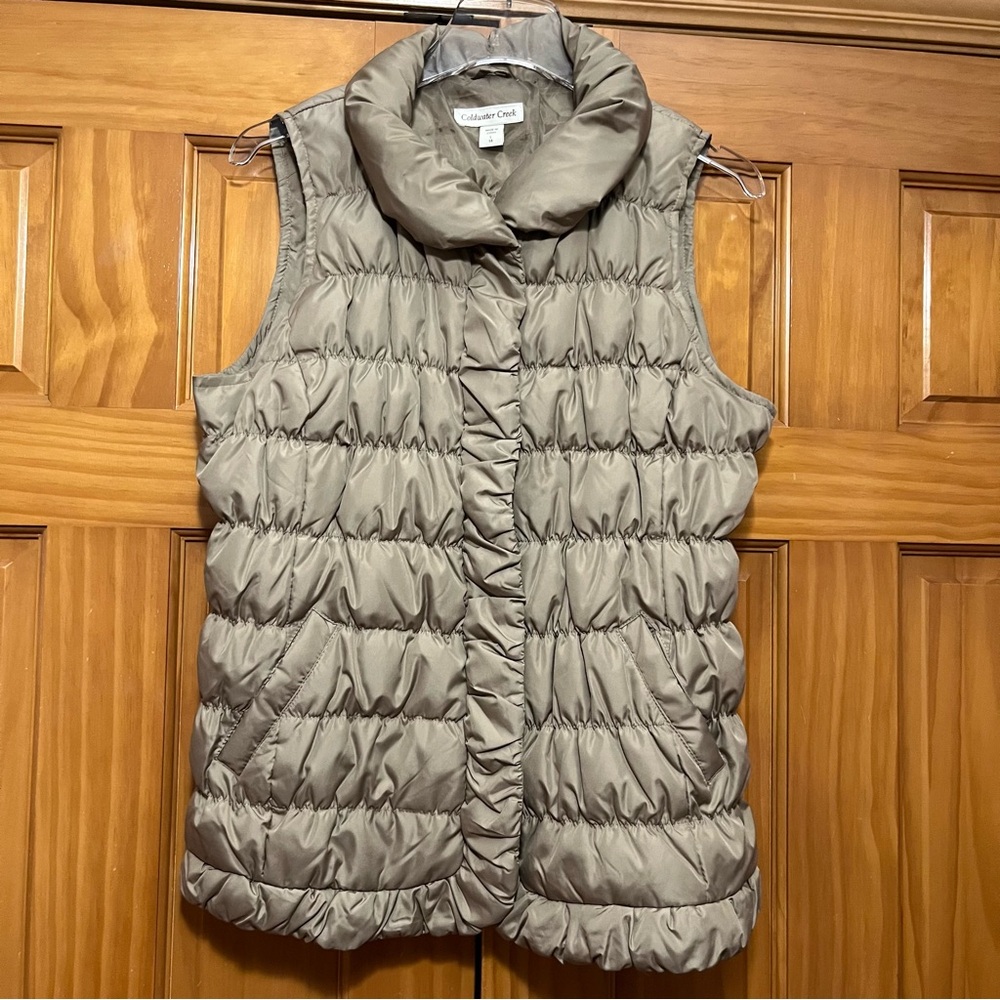 Coldwater Creek Taupe Puffer Vest
